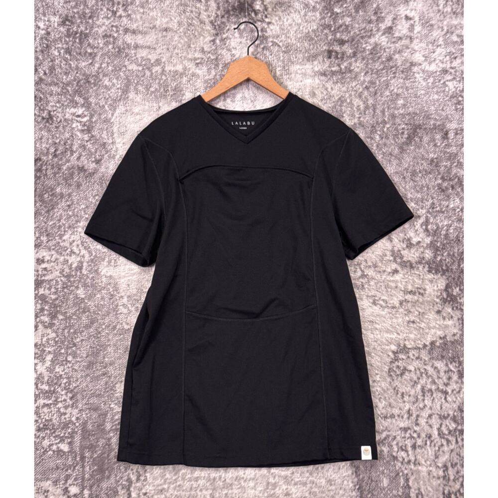 LALABU Dad Shirt Large Mens Black Short Sleeve